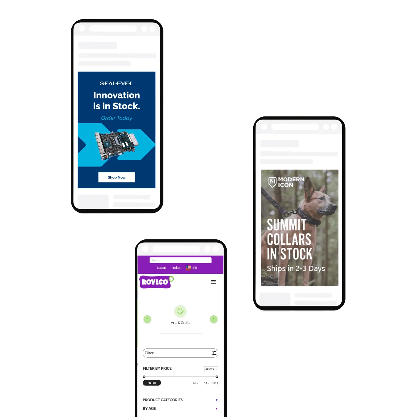 Campaigns and sites for e-commerce clients