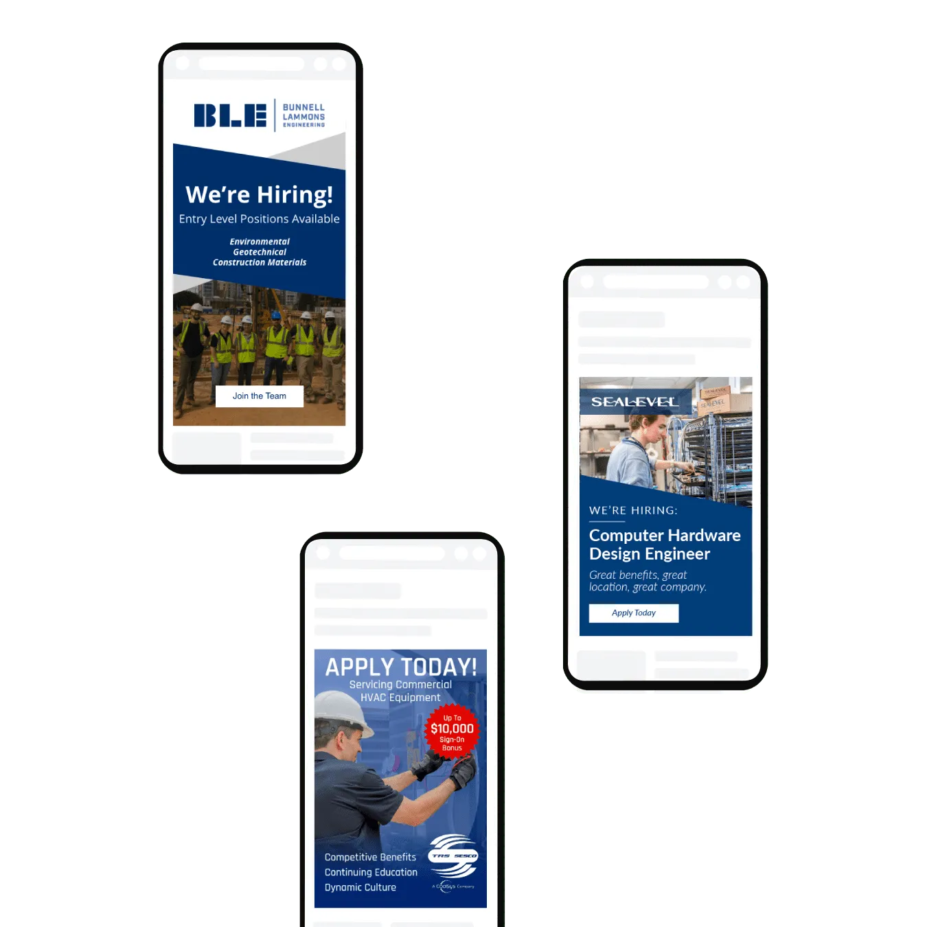 Campaigns and sites for staffing and recruiting clients